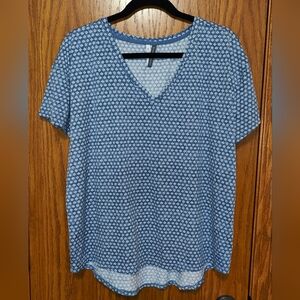 Women's Jaclyn Intimates Blue Geometric Tee Shirt Top, Size L